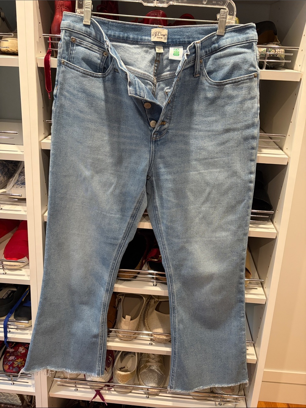 J. Crew Light Blue Bootcut Jeans with Raw Hem